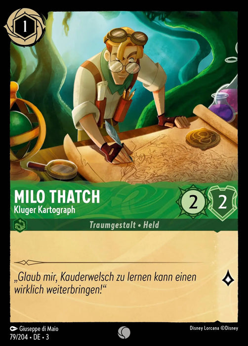 Lorcana Die Tintenlande 3-079 C Milo Thatch Smaragd