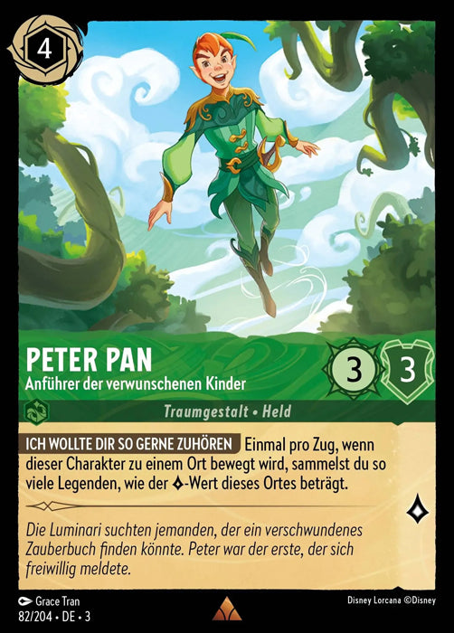 Lorcana Die Tintenlande 3-082 R Peter Pan Smaragd