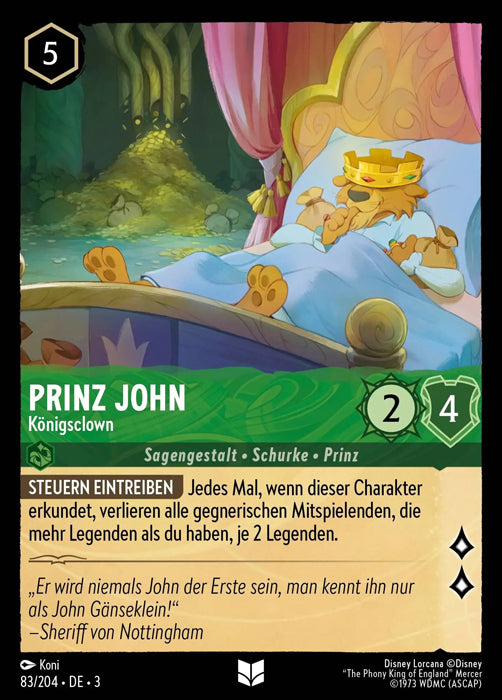 Lorcana Die Tintenlande 3-083 UC Prinz John Smaragd