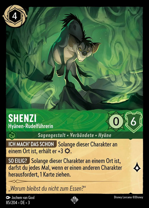 Lorcana Die Tintenlande 3-085 SR Shenzi Smaragd