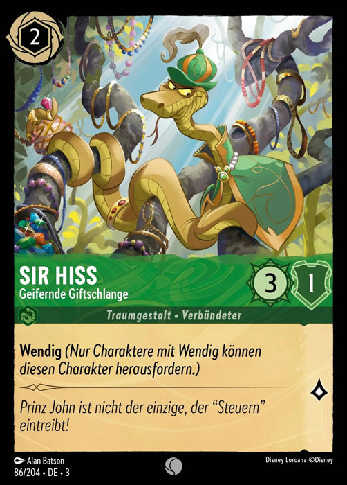 Lorcana Die Tintenlande 3-086 C Sir Hiss Smaragd