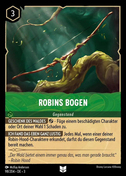 Lorcana Die Tintenlande 3-098 UC Robin`s Bogen Smaragd