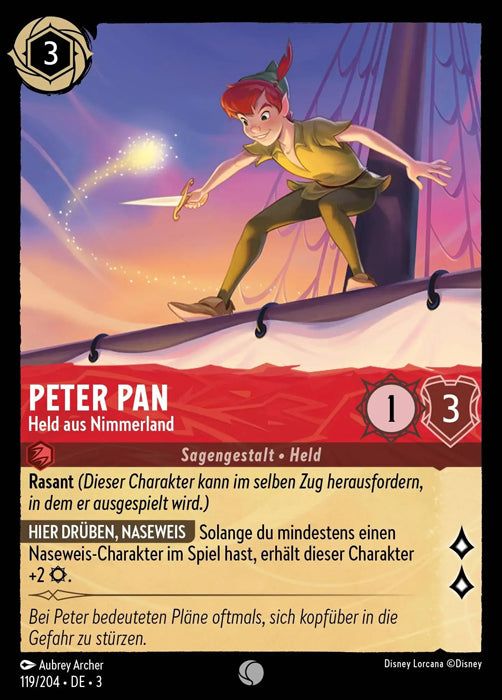Lorcana Die Tintenlande 3-119 C Peter Pan Rubin