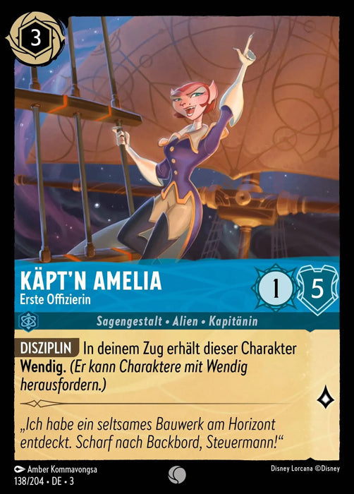 Lorcana Die Tintenlande 3-138 C Käpt`n Amelia Saphir