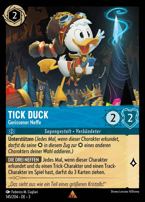 Lorcana Die Tintenlande 3-145 R Tick Duck Saphir