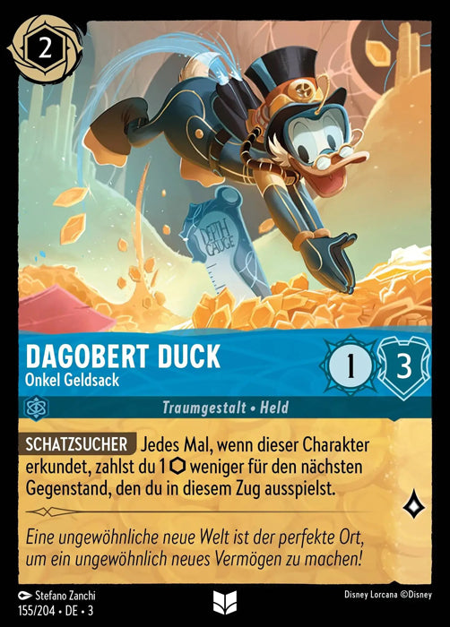 Lorcana Die Tintenlande 3-155 UC Dagobert Duck Saphir