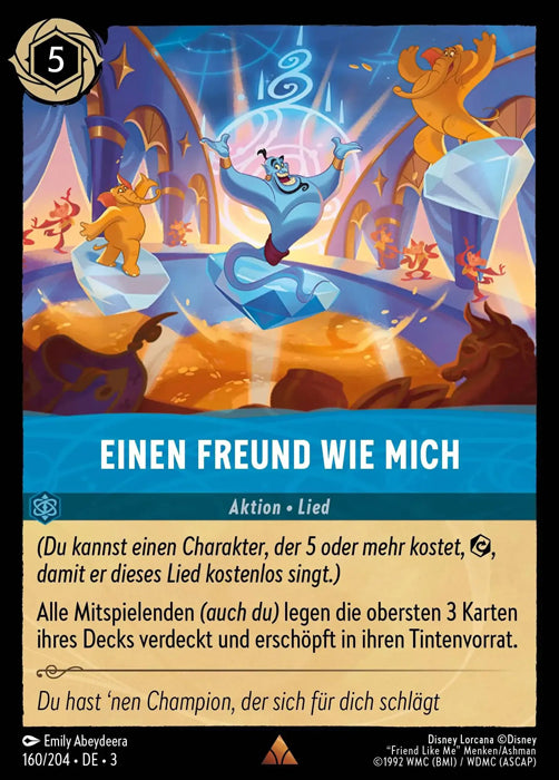 Lorcana Die Tintenlande 3-160 R Einen Freund wie mich Saphir