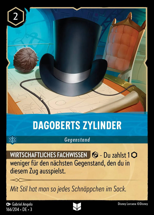 Lorcana Die Tintenlande 3-166 UC Dagoberts Zylinder Saphir