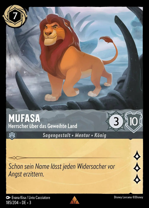 Lorcana Die Tintenlande 3-185 R Mufasa Stahl