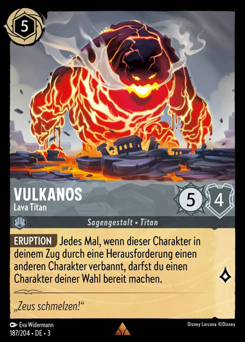 Lorcana Die Tintenlande 3-187 R Vulkanos Stahl