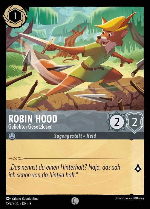 Lorcana Die Tintenlande 3-189 C Robin Hood Stahl