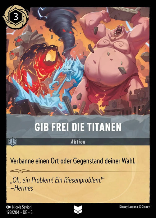 Lorcana Die Tintenlande 3-198 UC Gib frei die Titanen Stahl