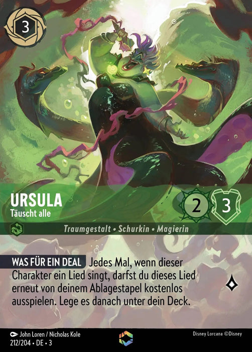 Lorcana Die Tintenlande 3-212 Verzaubert Ursula Smaragd