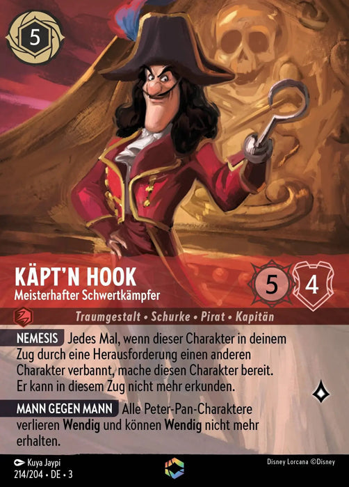 Lorcana Die Tintenlande 3-214 Verzaubert Käpt`n Hook Rubin