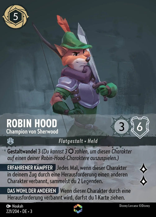 Lorcana Die Tintenlande 3-221 Verzaubert Robin Hood Stahl