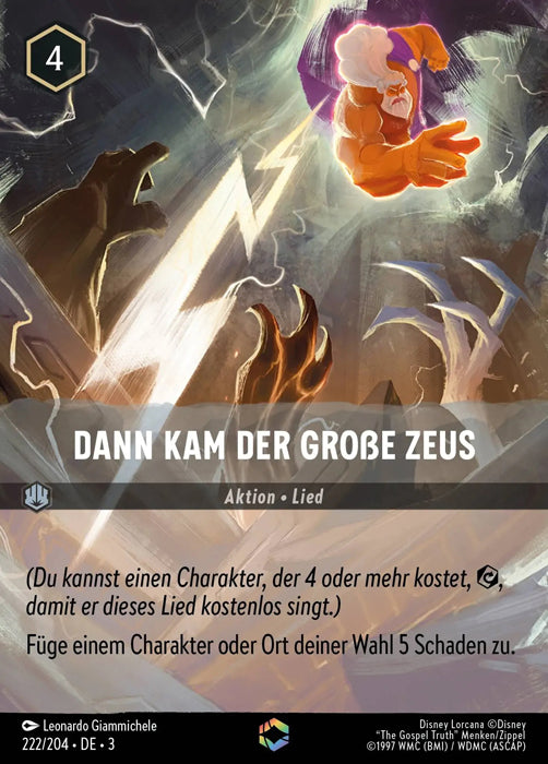 Lorcana Die Tintenlande 3-222 Verzaubert Dann kam der große Zeus Stahl