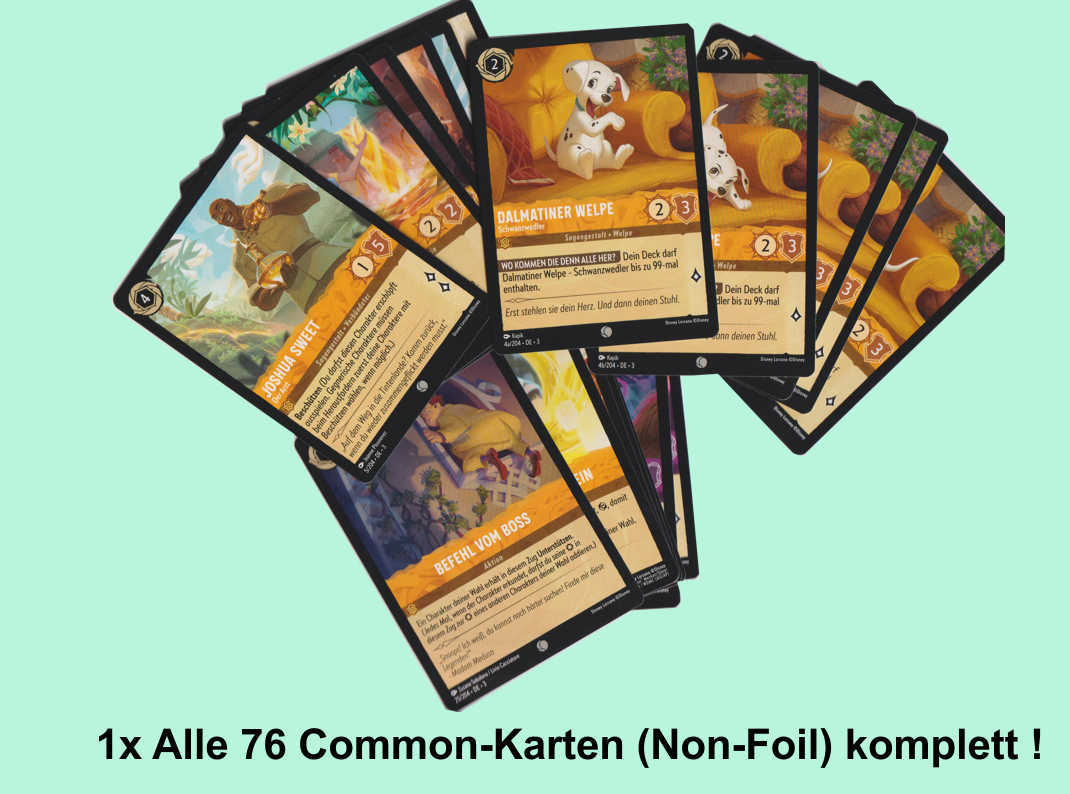 Lorcana - Die Tintenlande deutsch - 1x Alle 76 Common Karten Non-Foil komplett