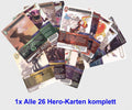 OPUS 14 - 1x Alle 26 Helden Karten komplett