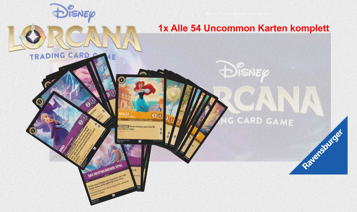 Lorcana - Das 1. Kapitel deutsch - 1x Alle 54 Uncommon Karten NON-Foil komplett
