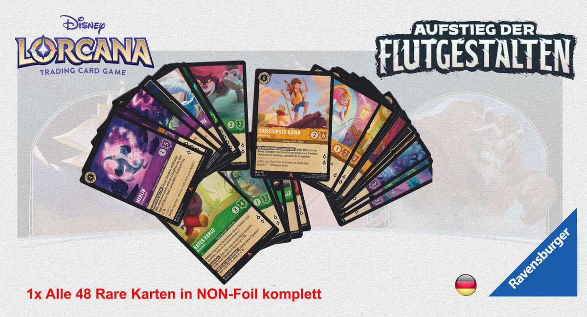 Lorcana - Aufstieg d. Flutgestalten deutsch - 1x Alle 48 Rare Karten NON-Foil komplett