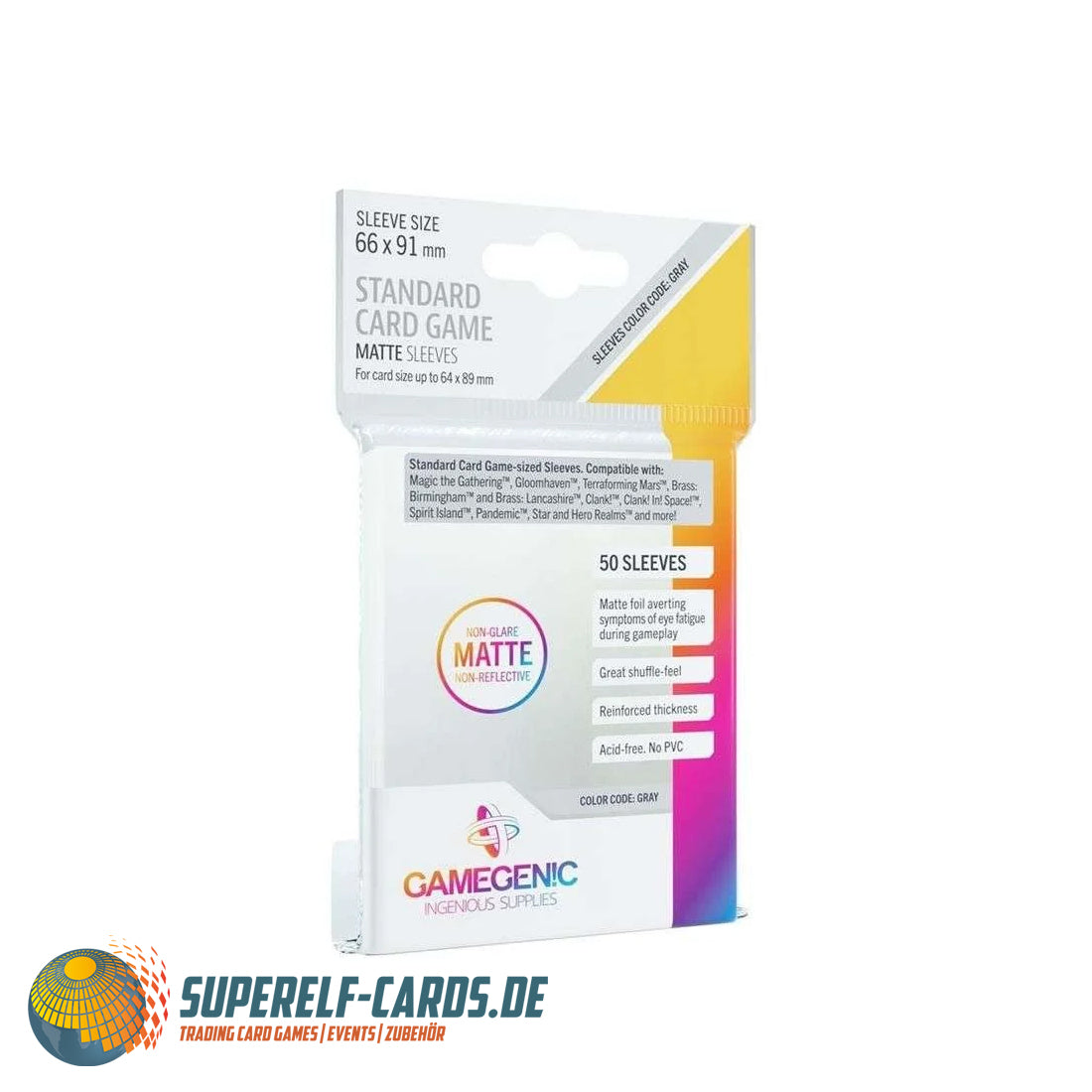 Gamegenic - Standard Card Game Sleeves - Matte Clear - 50 Stück