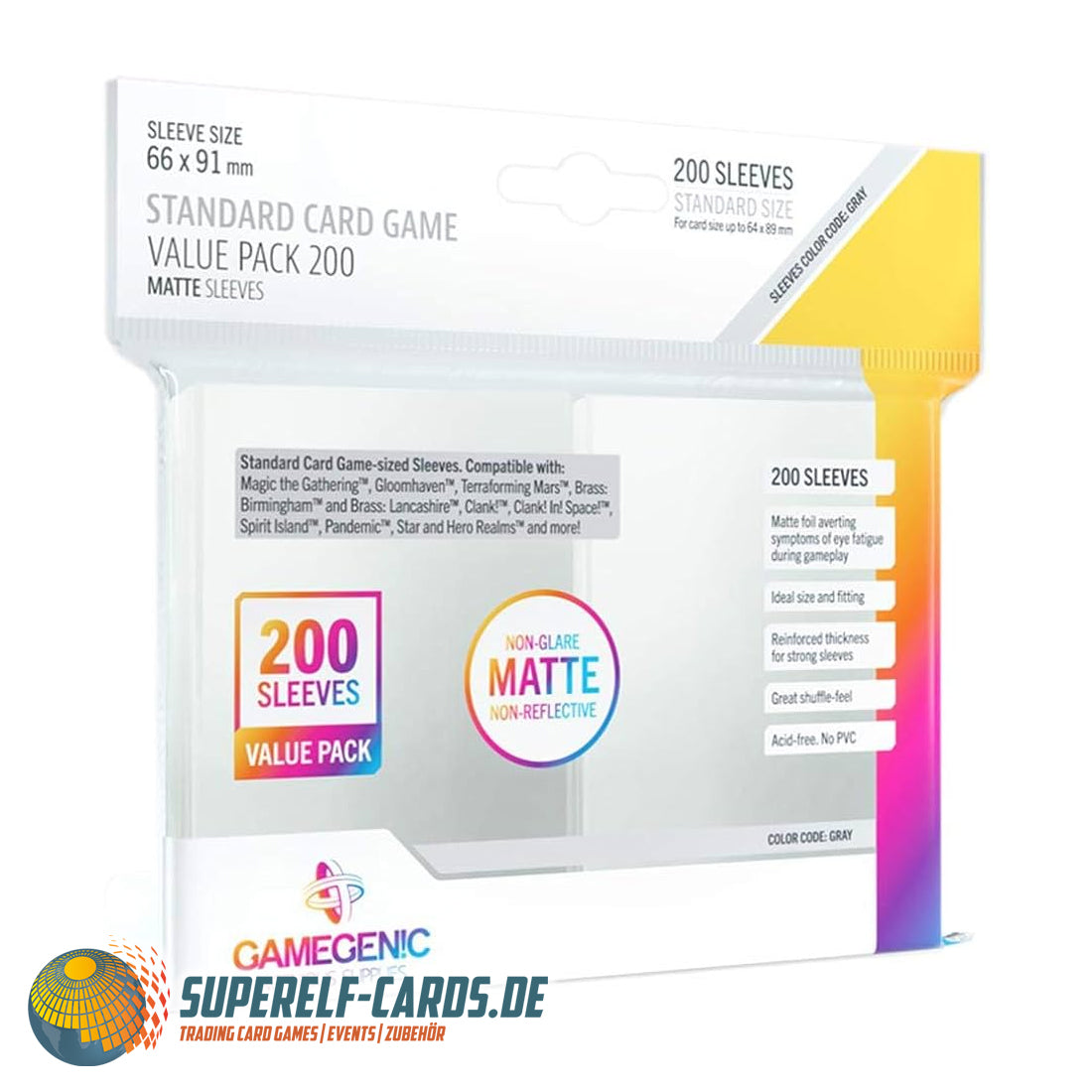 Gamegenic - Standard Card Game Sleeves Value Pack - Matte - 200 Stück