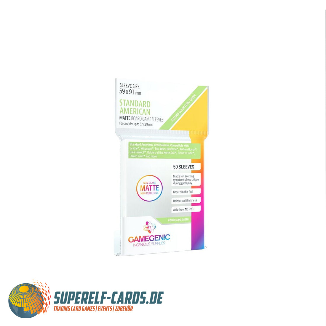 Gamegenic - Matte Standard American-Sized Boardgame Sleeves - Standard Size - 50 Stück