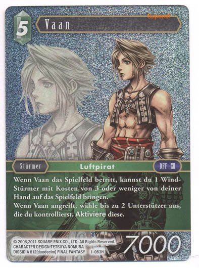 Final Fantasy Opus 1-063 H Vaan Wind