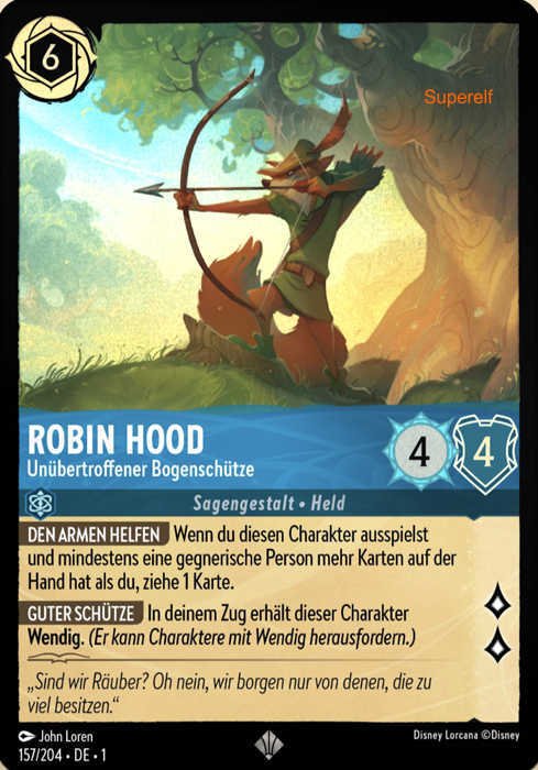 Lorcana Kapitel 1-157 SR Robin Hood Saphir
