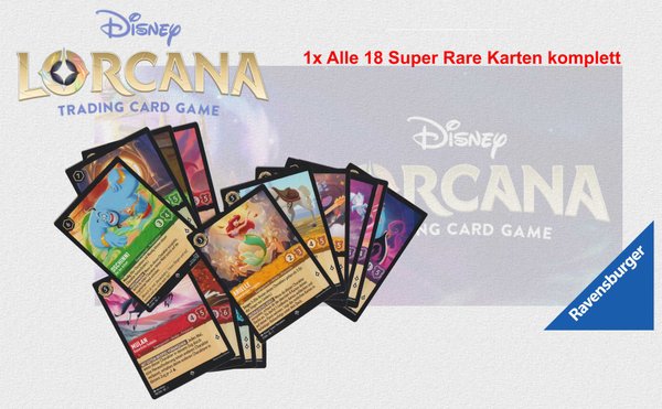 Lorcana - Das 1. Kapitel deutsch - 1x Alle 18 Super Rare Karten NON-Foil komplett